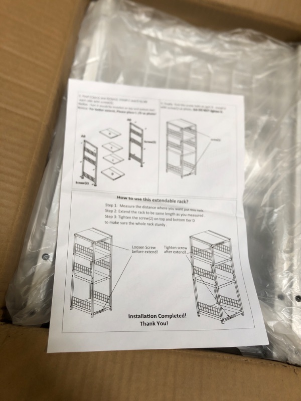 Photo 2 of ** SIMILAR TO IMAGE, NOT EXACT. SEE INSTRUCTION PHOTO**
4-Layer Fruit Basket Kitchen Food Storage Organizer and Storage Rack, Stackable Storage cart with Desktop, Pull-Out Hollow Metal Storage Basket, liding Out Storage,White