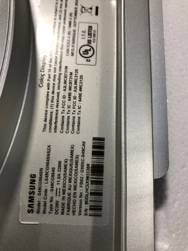 Photo 1 of SAMSUNG 49" Odyssey QD-OLED G9 (G95SC) Series Curved Smart Gaming Monitor, 240Hz, 0.03ms, AMD Freestyle Premium Pro, G-Sync Compatible, Dual QHD, Neo Quantum Processor Pro, LS49CG954SNXZA, 2023