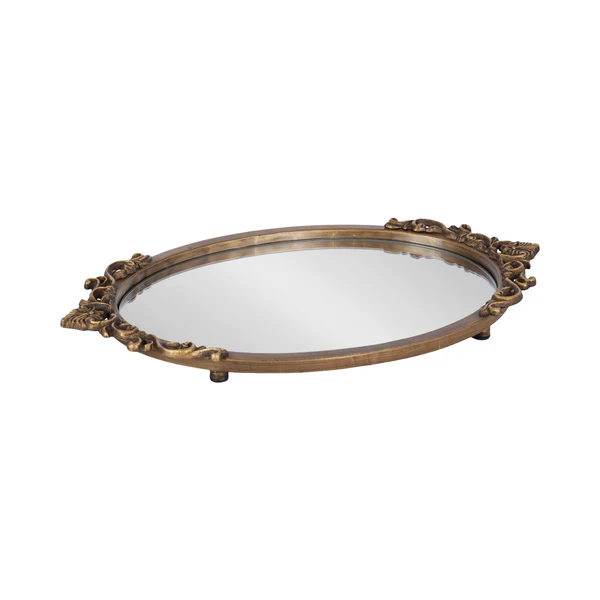 Photo 1 of Silver Kate and Laurel Arendahl Vintage Oval Mirrored Decorative Tray