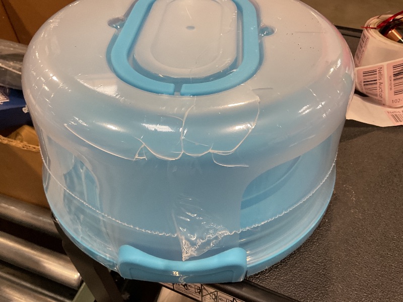 Photo 1 of Cake Cupcake Carrier with Lid and Handle + Cake Stand Plate with Dome | 10" Round Cake Container Holder with Cover | Plastic Pie Carrier Cake Storage Container | Bunt Keeper Platter Tray for Transport