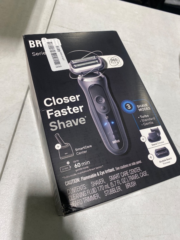 Photo 2 of ***Missing Charger*** Braun Electric Shaver for Men, Series 7 7185cc, Waterproof, Wet & Dry Shave, Shaving Kit with SmartCare Center and Beard Trimmer, 3 Shave Modes, 60 Minute Battery Runtime, 10 Piece Set