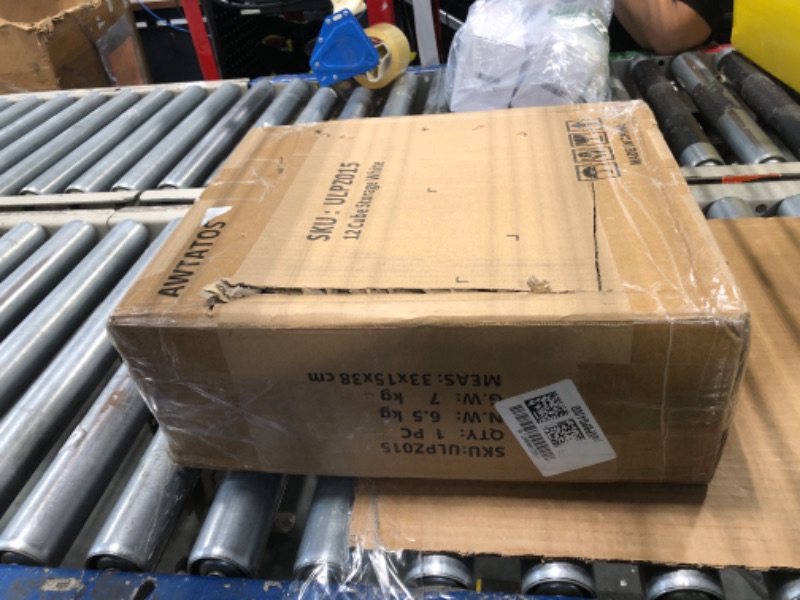 Photo 1 of AWTATOS Cube Storage Organizer Storage 12 Cube Bookshelf DIY Plastic Closet Clothes Storage Shelves with Wooden Mallet, Stackable Storage Solution for Home, Bedroom, White