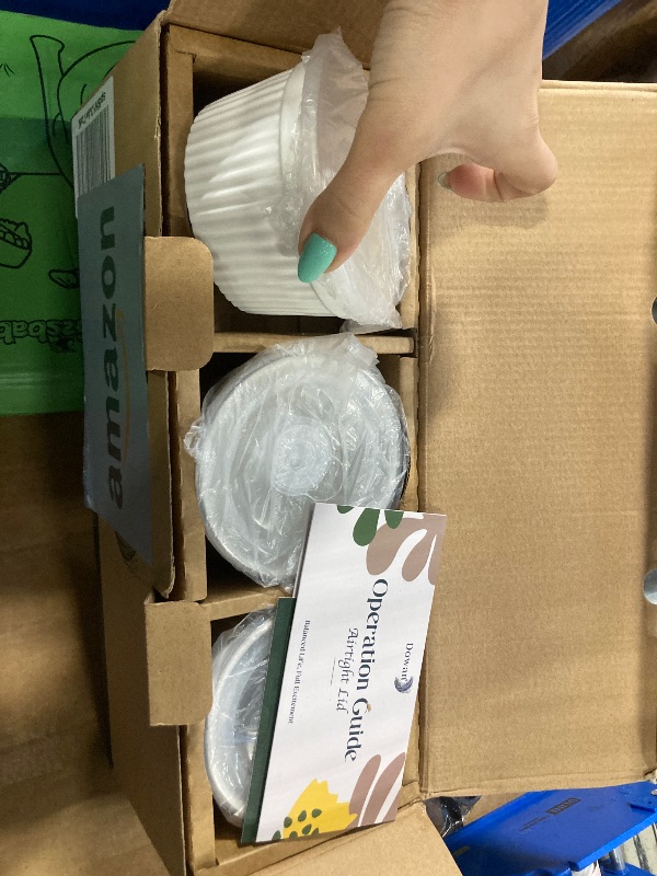 Photo 1 of DOWAN Ramekins 8 oz Oven Safe with Lids, Creme Brulee Ramekins Bowls, Porcelain Ramiken Souffle Dishes, Custard Cups for Baking, Small Bowls for Pudding Dip Sauces Charcuterie Dessert, White, Set of 6