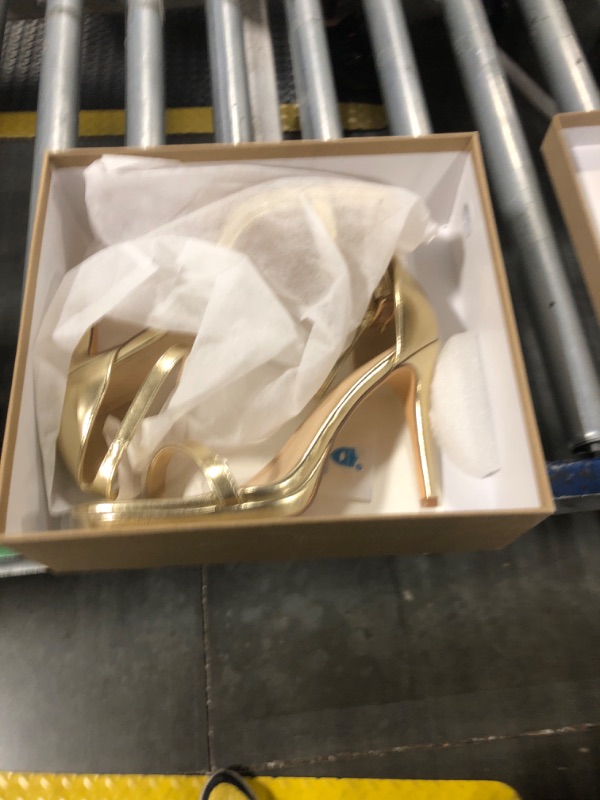 Photo 1 of ***SIZE 9*** Elisabet Tang Women's 4.3 Inch Platform High Heeled Sandals Strappy Stiletto Open Square Toe Heel with Ankle Strap at Wedding Party Prom Work Dating