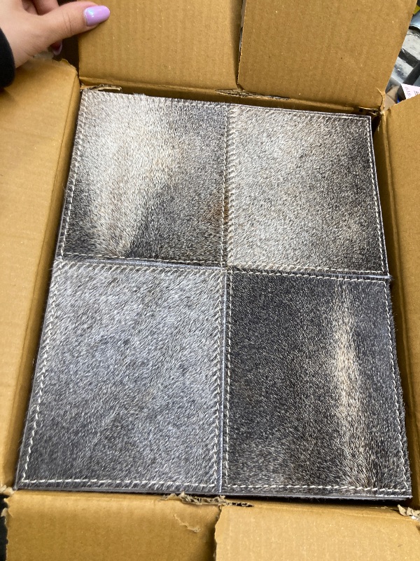 Photo 1 of Deco 79 Leather Handmade Decorative Box Cowhide Storage Decorative Keepsake Boxes with Loop Fastener, Set of 2 Storage Boxes 11", 10"W, Gray
