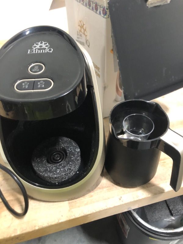 Photo 1 of **USED**ETHNIQ Turkish Coffee Maker - 100% BPA Free, 120V, 1 to 4 Cup Brewing Capacity with Cook Sense Technology for Delicious Cup of Turkish & Greek Coffee, Turkish Coffee Pot - Black/Silver