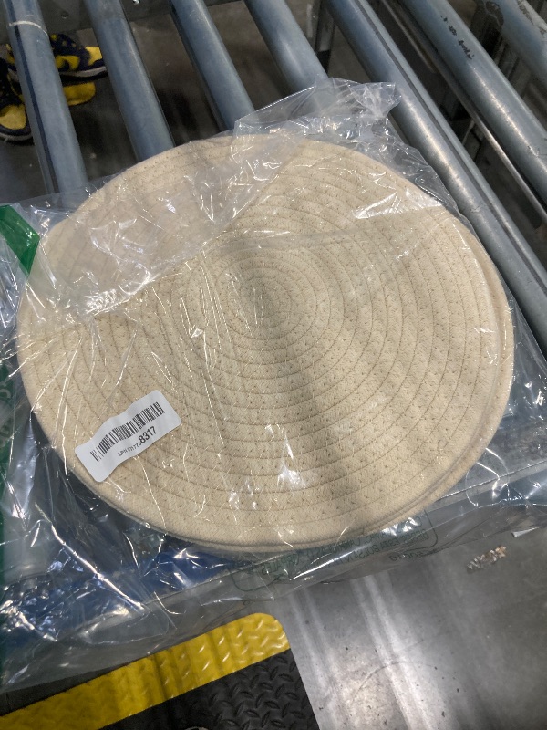 Photo 1 of 4 Sets of 12 Inches Woven Cotton Placemats, Thick Heat Insulation Mats, Household Table Mats, Coasters, Bowl Mats, Placemats. (12 inches, 4 Sets, Cold Color)