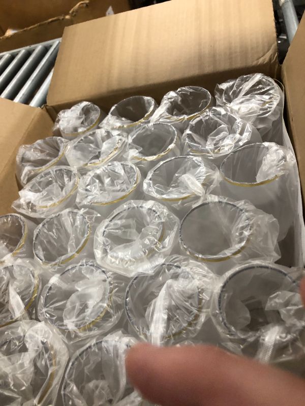 Photo 1 of 48 piece Stemless Unbreakable Crystal Clear Plastic Wine Glasses Set of 48 (10 Ounce - Gold Rim)