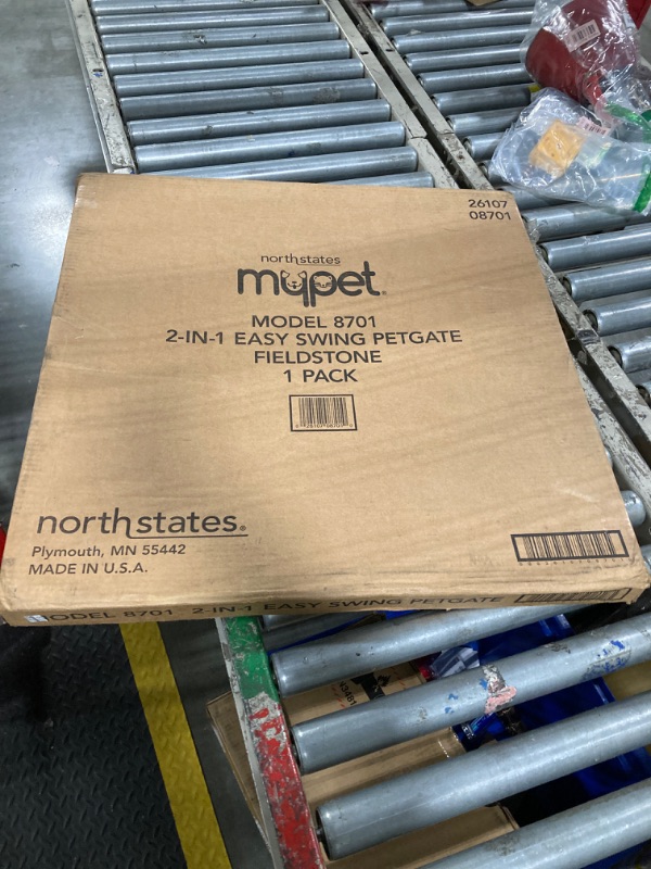 Photo 1 of **MISSING SOME PIECES****North States MyPet 2-in-1 Easy Swing Petgate: 27"-41" Wide Dog Gate. Safety Latch, Hardware Mount. Pet Gates for Doorways & Stairways. Made in USA. 27" Tall, Fieldstone