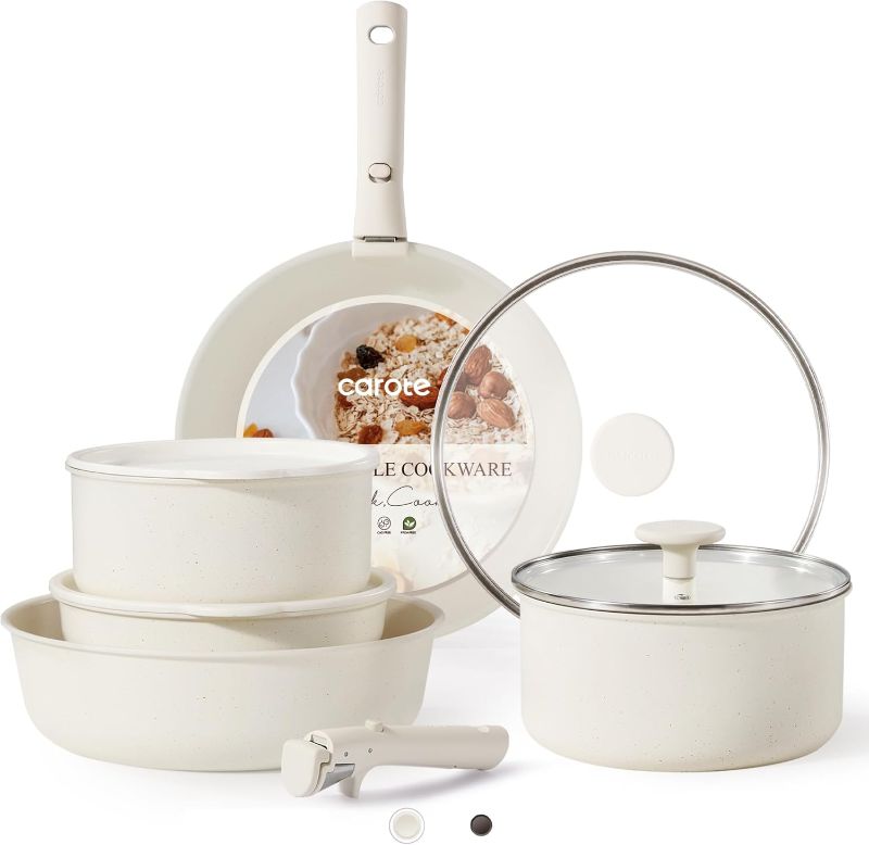 Photo 1 of , Kitchen Set, Oven/Fridge Safe, Space Saving Pots Set, Nonstick Cooking Set with Versatile Detachable...
Size:Cream White