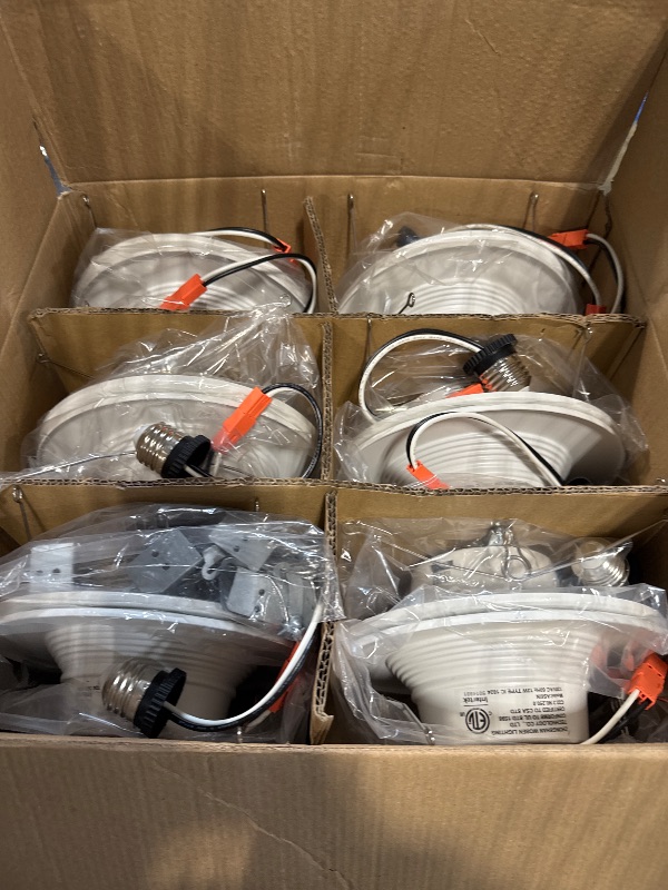 Photo 1 of POWERASIA 12 Pack 5/6 Inch LED Can Lights Retrofit Recessed Lighting, 5CCT 6 Inch Recessed Lights Selectable 2700K-6000K Dimmable, 12W=75W, 1200LM Downlight with Metal Smooth Trim-ETL and Energy Star