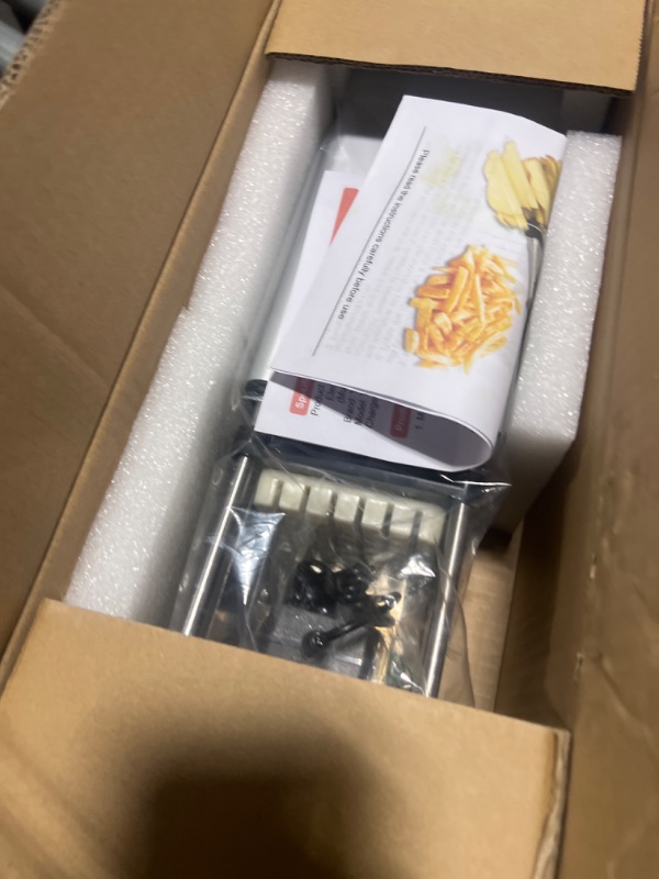 Photo 1 of YOTAN Electric French Fry Cutter,French Fry Cutter Stainless Steel with 1/2 & 3/8 Inch Blade,Commercial and Household Electric Fry Cutter,Potato Slicer,Use for Potatoes,Onion,Cucumbers,Apples