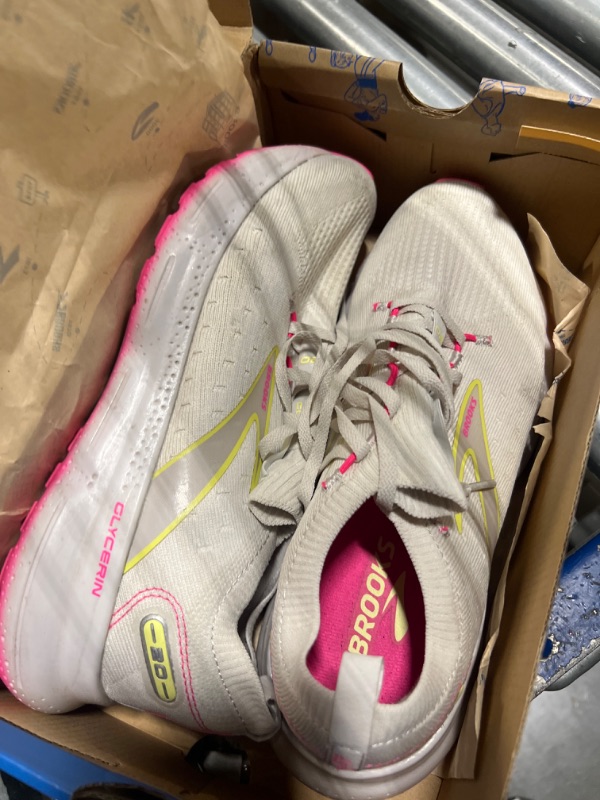 Photo 1 of **USED**Brooks Women’s Glycerin StealthFit 20 Neutral Running Shoe - Grey/Yellow/Pink - 10 Medium