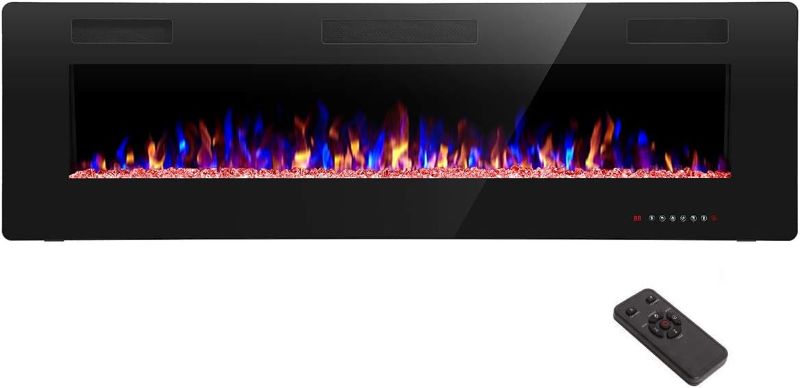 Photo 1 of 50” Recessed and Wall Mounted Fire Places Electric Fireplace Ultra Thin with Remote Control, Toucn Screen
