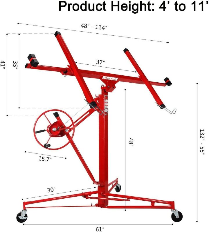 Photo 1 of 2 TON 4000 lbs Foldable Hydraulic Engine Hoist Cherry Picker Heavy-Duty for Garage Shop Lifting, Red