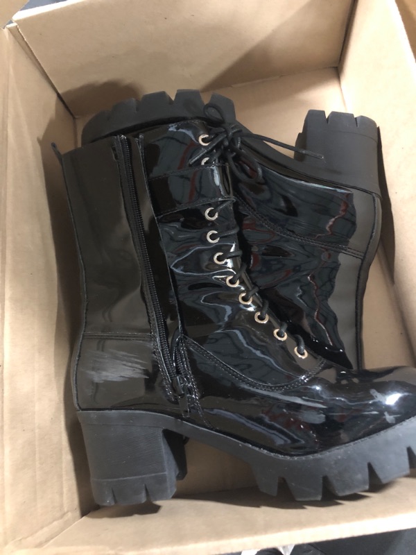 Photo 1 of ***SIZE 40, US 9-10, shoe pad size is 10*** Allegra K Women's Zip Platform Chunky Heel Combat Black Boots