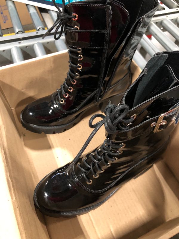 Photo 1 of ***SIZE 40, US 9-10, shoe pad size is 10*** Allegra K Women's Zip Platform Chunky Heel Combat Black Boots