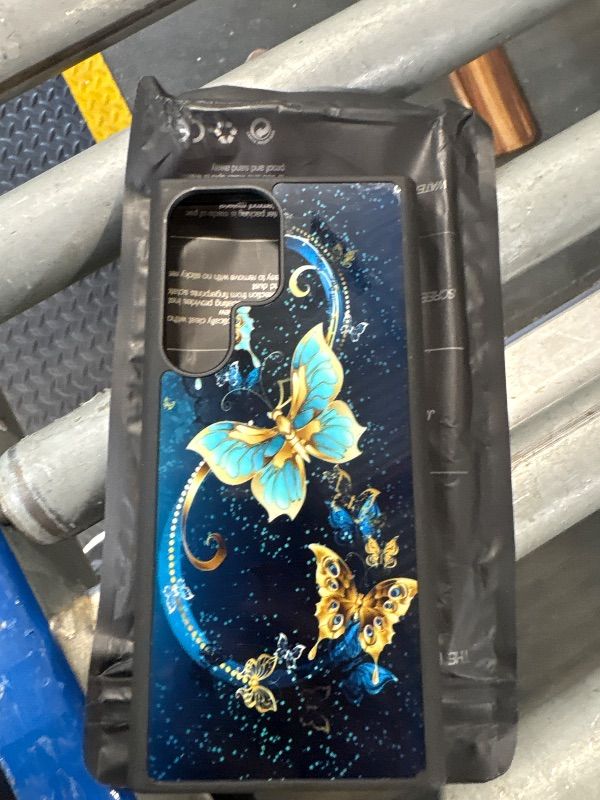 Photo 1 of **MISSING SCREEN PROTECTOR**OOK Compatible with Samsung Galaxy S23 Ultra Case,[Built in Screen Protector] Anti Slip Shockproof Protective Case for Samsung Galaxy S23 Ultra 5G Blue Butterfly