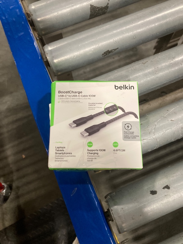 Photo 1 of Belkin USB-C to USB-C Cable, BoostCharge Braided Power Cable (2M, 6.6ft), Fast Charging Cable w/ 100W Power Delivery, USB-IF Certified for iPhone 16, MacBook, Chromebook, Samsung Galaxy & More - Black