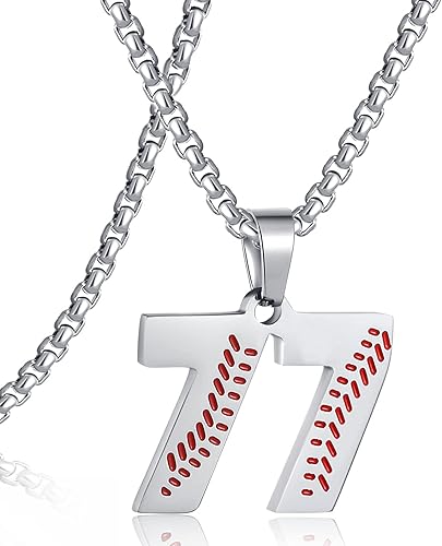 Photo 1 of 73 SKQIR Number Necklace for Men Baseball Black Baseball Jersey Number Pendant for Athletes Number Chain for Boys Sport Stainless Steel Baseball Stocking Stuffers Christmas New Year Gifts for Men Boys
