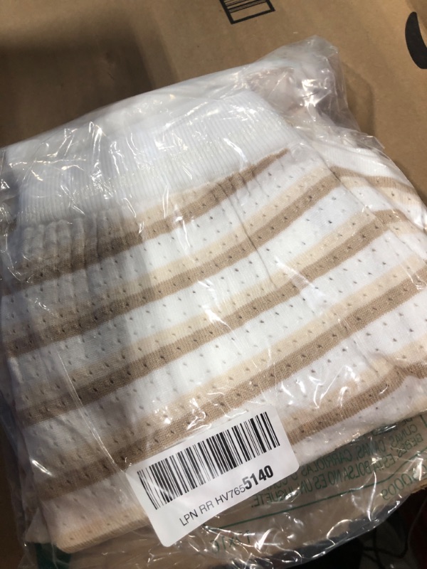 Photo 1 of ***MEDIUM SIZE*** Saodimallsu Womens Summer 2 Piece Outfits Short Sleeve Striped Button Top and Shorts Crochet Knit Matching Lounge Sets Khaki