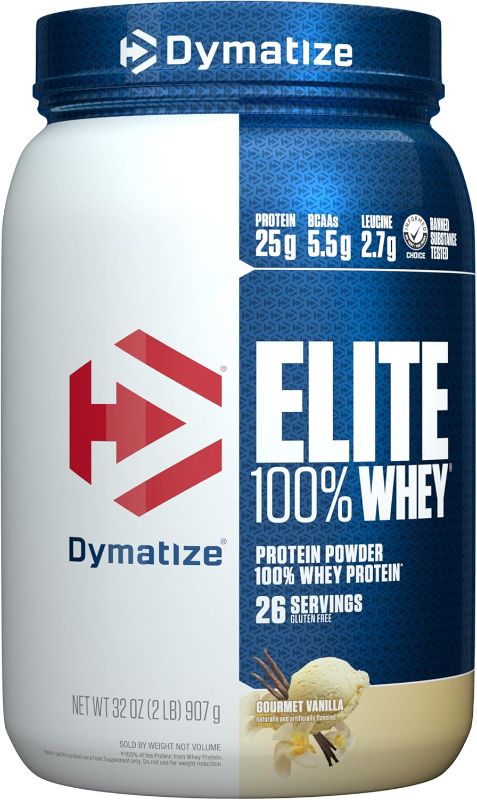 Photo 1 of 
Dymatize Elite 100% Whey Protein Powder, L-Leucine, Quick Absorbing & Fast Digesting for Optimal Muscle Recovery, Gourmet Vanilla, 32 Oz