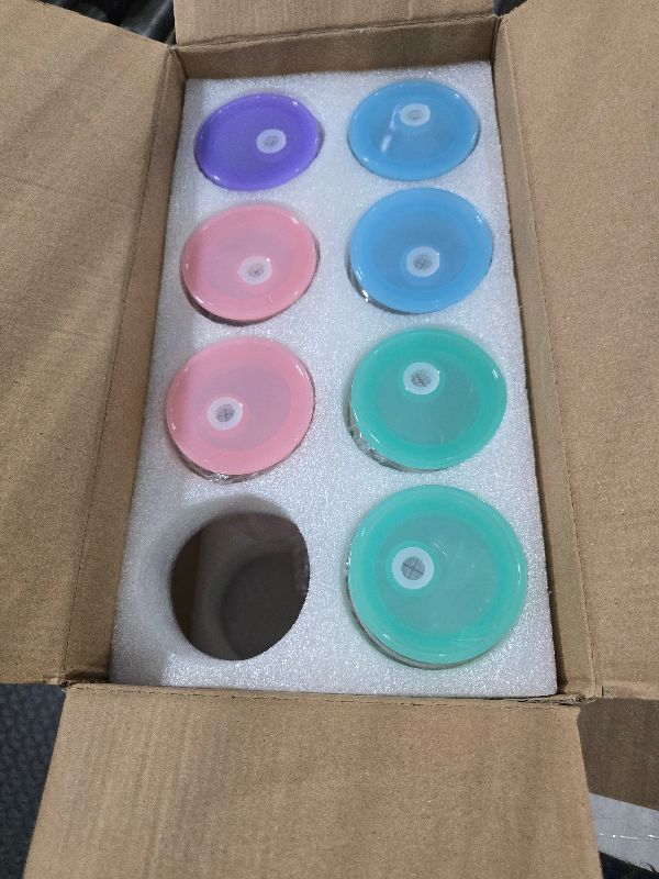 Photo 1 of ***missing one jar and straws***
Joyclub 7pcs Glass Cups with Acrylic Lids and Straws 16 oz Can Shaped Glass Iced Coffee Cups with Lids and Straws, Cute Tumbler Cup Drinking Glasses for Smoothie Whiskey Boba Soda Tea Gift,