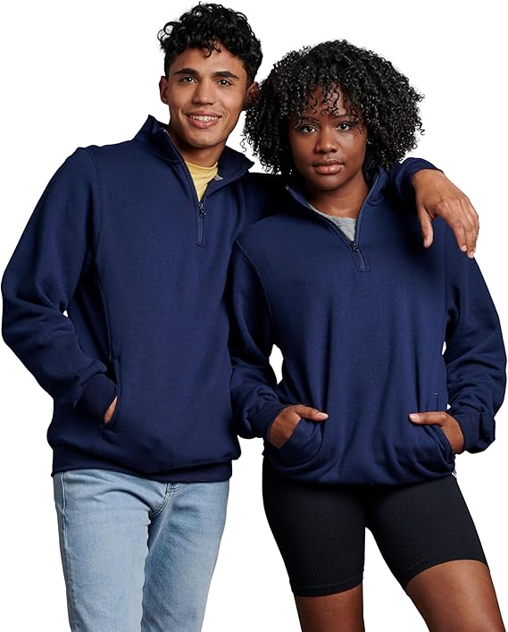 Photo 1 of ***LARGE SIZE*** Russell Athletic Men's Dri-Power Fleece 1/4 Zip Cadet, Navy