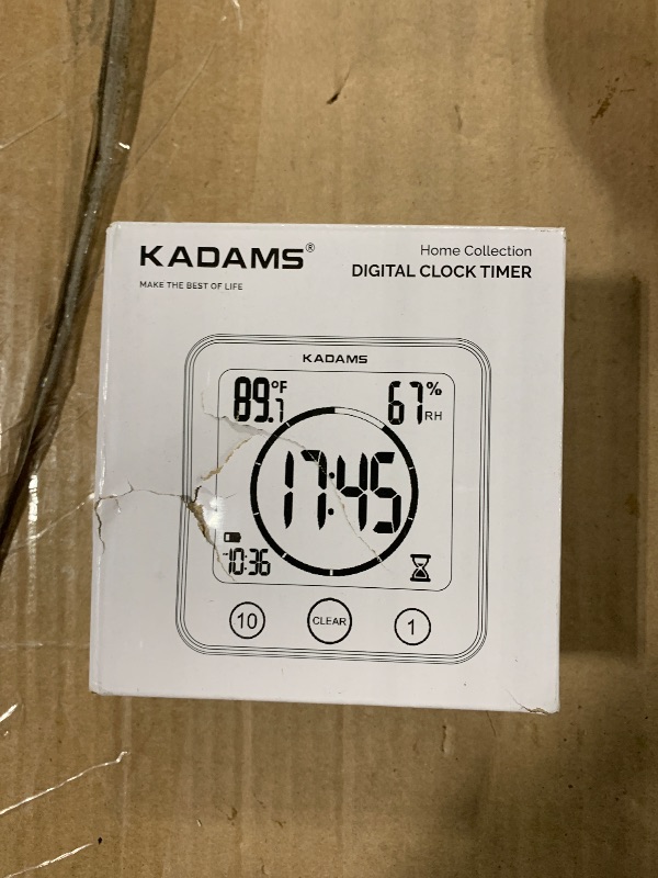 Photo 1 of KADAMS Digital Bathroom Shower Kitchen Wall Clock Timer, Waterproof for Water Spray, Touch Screen Timer, Temperature Humidity, Suction Cup Hanging Hole Stand - Red