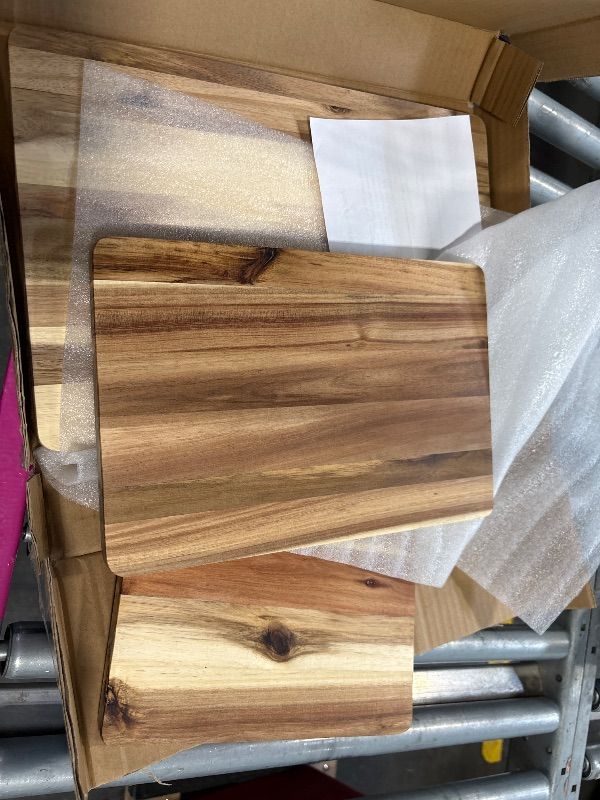 Photo 1 of Acacia Wood Cutting Board Set with Juice Groove (3 Pieces), Organic Wooden Cutting Boards for kitchen, Butcher Block Cutting Board for Meat, Vegetable, Wooden Chopping Board 15x10, 12x8, 9x6 inch