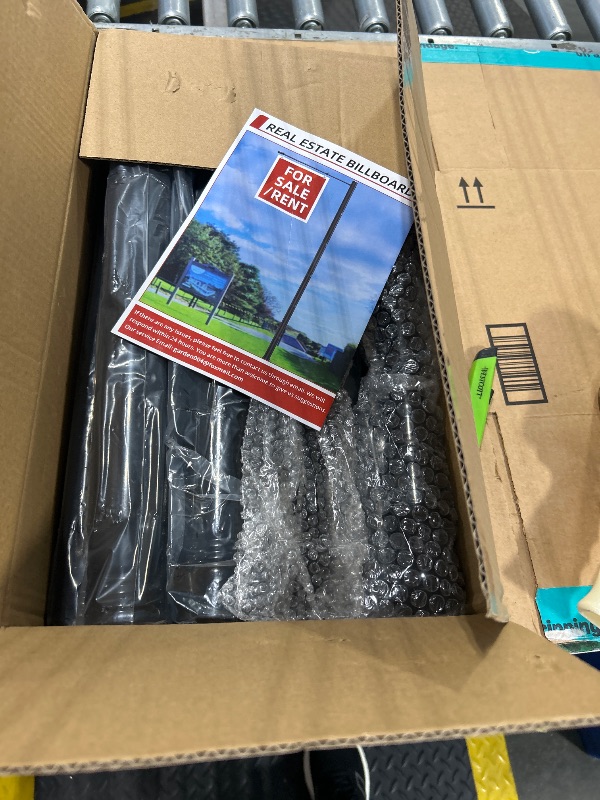 Photo 1 of Estate Sign Posts, 7FT Tall Metal Real Estate Sign Posts for Sale Yard Signs Up To 24 Inch, Open House and Home for Sale Holder, Commercial Grade Outside Yard Sign, NO SIGN