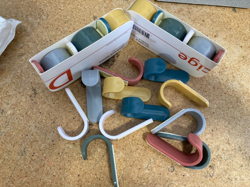Photo 1 of 24 Pack Adhesive Hooks - Utility Key Hooks for Wall Decorative Key Holder Rack, Self Adhesive for Towels, Hats, Shower, Kitchen, Living Room, Office