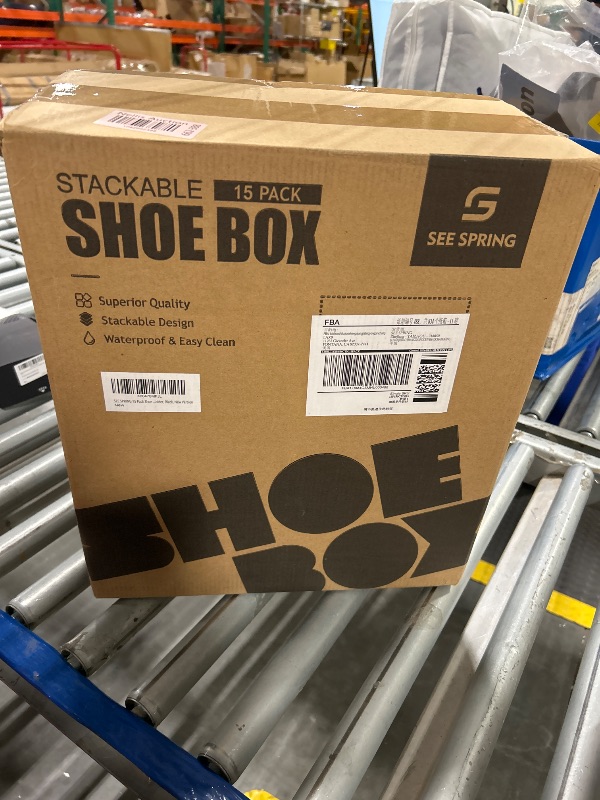 Photo 1 of SEE SPRING 15 Pack Shoe Storage Box, Clear Plastic Stackable Shoe Organizer for Closet, Space Saving Shoe Rack Sneaker Container Bin Holder, Black