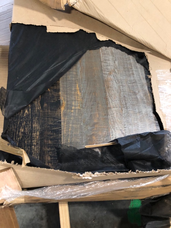 Photo 1 of Benjara Linn 54 Inch Square Dining Table, Open Shelf, Rustic Pine Wood, Gray and Brown