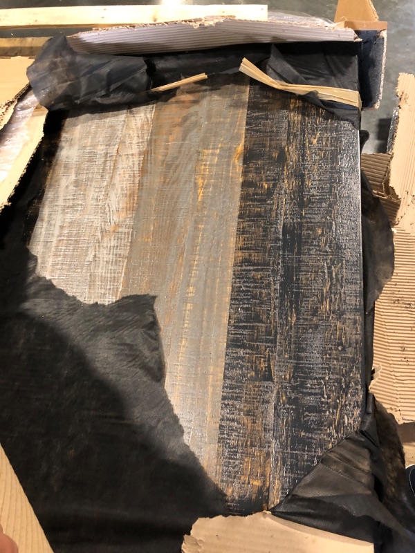 Photo 1 of Benjara Linn 54 Inch Square Dining Table, Open Shelf, Rustic Pine Wood, Gray and Brown