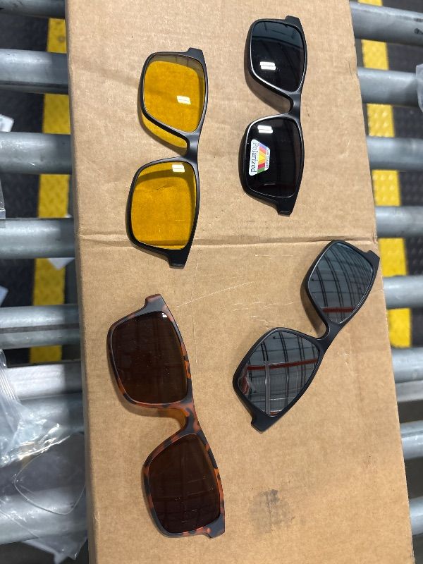 Photo 1 of **4 CLIP ONS ONLY**MISSING SUNGLASSES***PARTS ONLY**
Magnetic 5 Pcs Polarized Clip-on Sunglasses Rectangle Plastic Frame for Night Driving 2247A