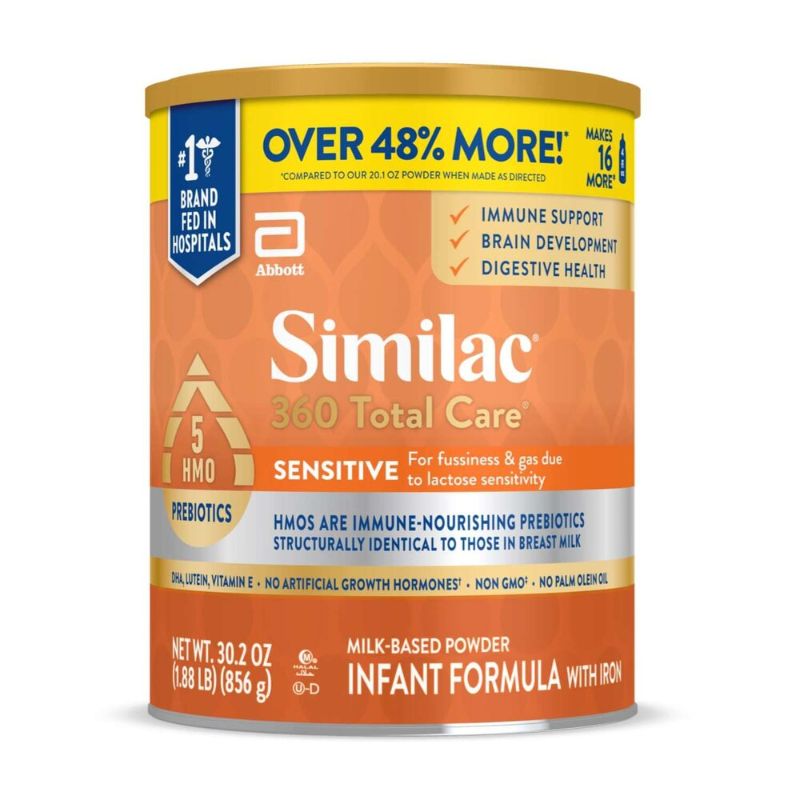 Photo 1 of (3 pack) Similac 360 Total Care Sensitive Baby Formula Powder, 30.2-oz Value Can