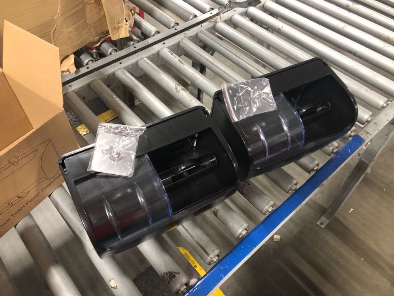 Photo 1 of Maxcheck 2 Pieces Commercial Toilet Paper Dispenser Compact Two Roll Locking Toilet Paper Holder Storage Wall Mount for Bathroom Kitchen Accessories, Side by Side Design(Black)