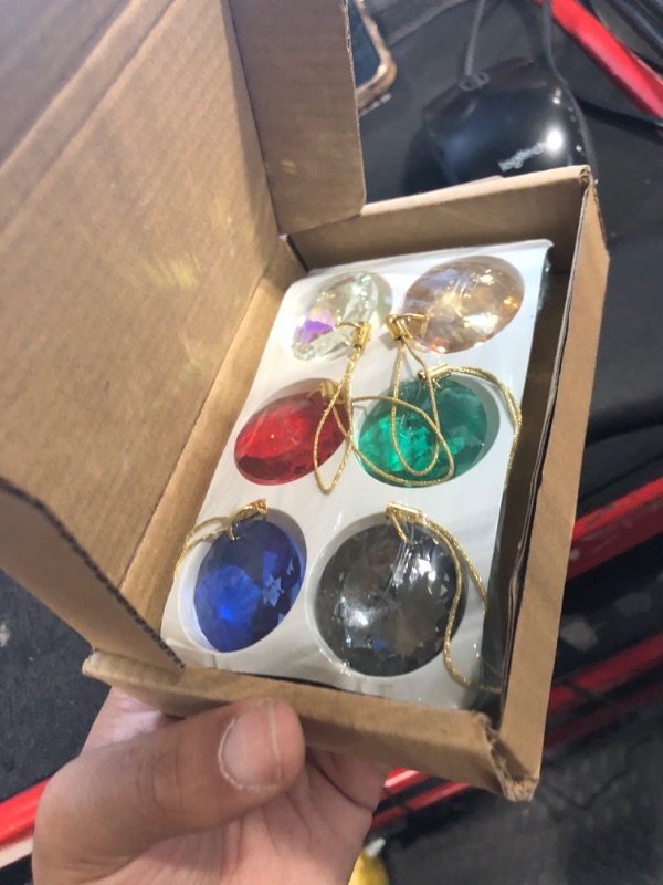 Photo 1 of 12 Pcs Mini Christmas Tree Ornaments 1.18" Crystal Christmas Ball Ornaments, Multi Colored Iridescent Glass Ball for Christmas Tree Wedding Party Decorations