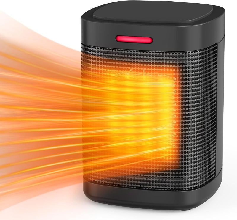 Photo 1 of 500W PTC Small Ceramic Electric Heater, Portable Electric Space Heater with One-Click, Fast Safety Heating, Overheating and Tip-Over Protection, Mini Space Heater for Indoor Use Office Bedroom
