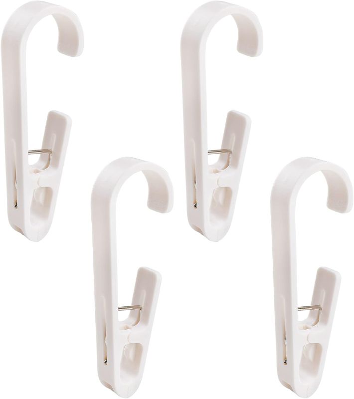 Photo 1 of 20pcs Laundry Hooks with Clips Super Strong Plastic Home Travel Swivel Hanging Hanger Closet Organizer Clamps Socks Boot Bras Towels for Bathroom Wardrobe Kitchen Office,White