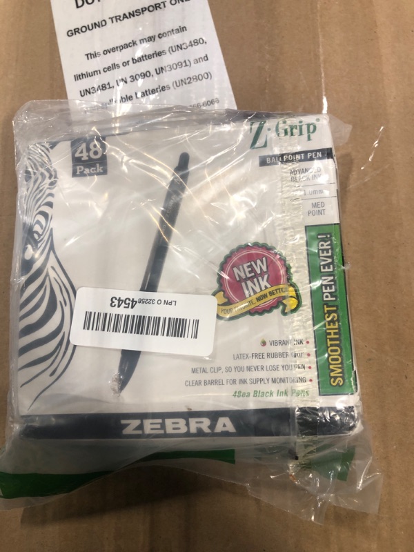 Photo 1 of Zebra Pen Z-Grip Retractable Ballpoint Pen, Medium Point, 1.0mm, Black Ink, 48-Pack