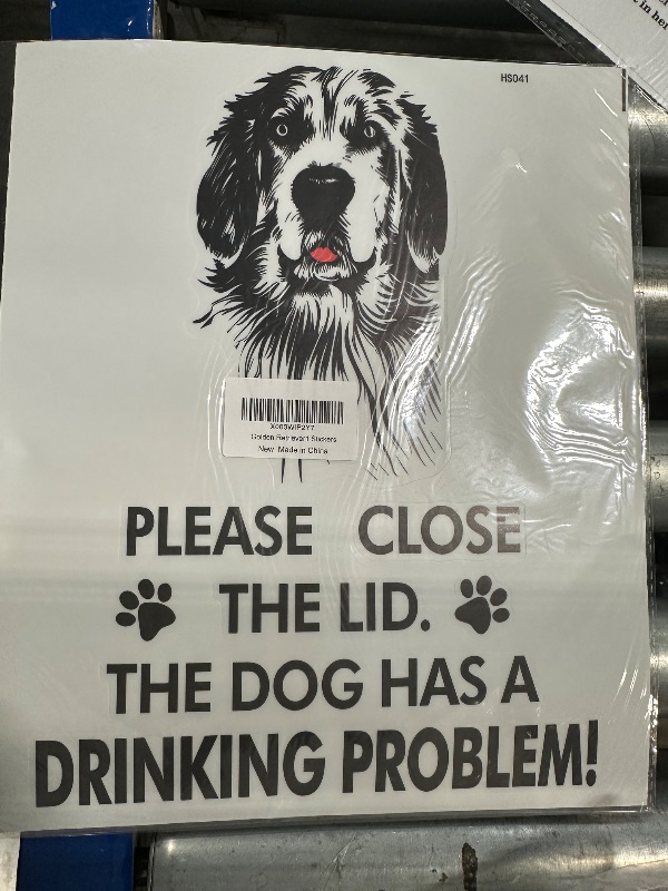 Photo 1 of Funny Golden Retriever Dog Toilet Lid Stickers, Removable Waterproof Vinyl Toilet Seat Cover Decal, Please Close The Lid The Dog Has Drinking Problems Humor Decor for Lavatory Bathroom Washroom