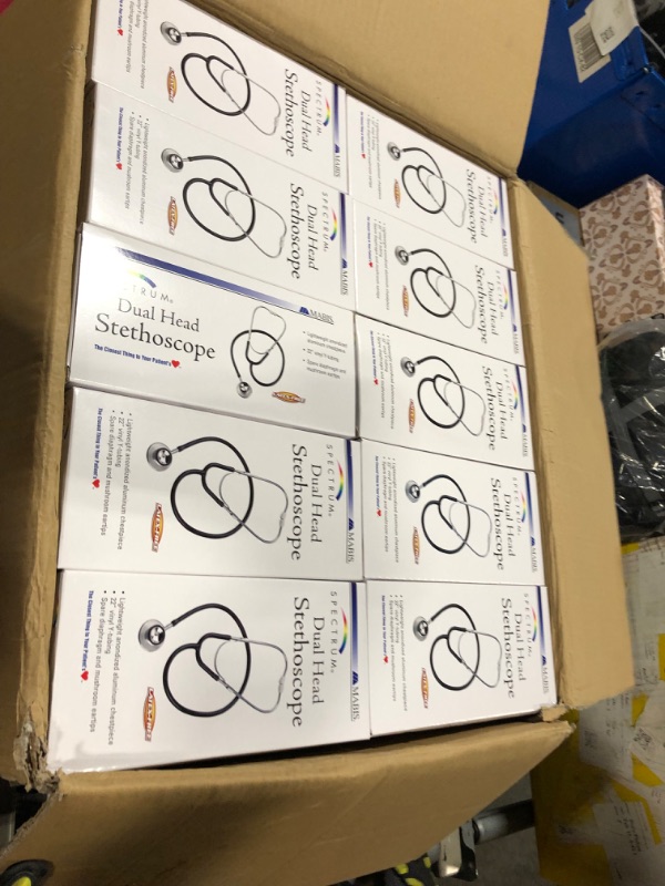 Photo 1 of ***whole case, 100 counts***MABIS Spectrum Dual Head Lightweight Cardiology Stethoscope, Blue