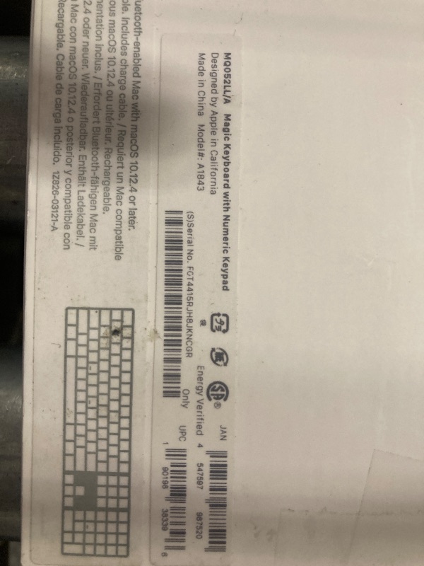 Photo 1 of Apple Magic Keyboard with Numeric Keypad: Wireless, Bluetooth, Rechargeable. Works with Mac, iPad, or iPhone; US English - White.