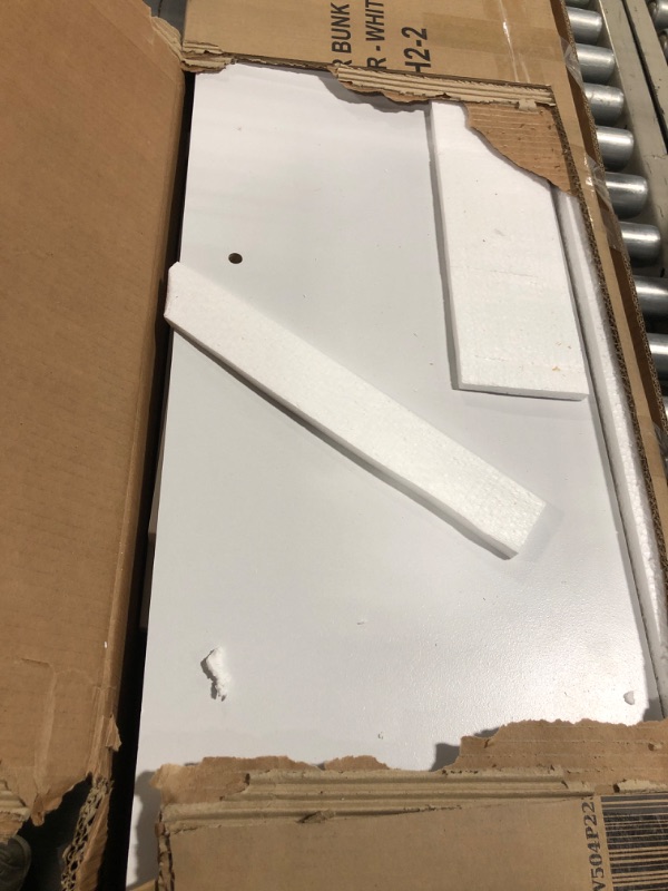 Photo 1 of **PARTS ONLY **PARTIAN SET**Twin Over Twin Floor Bunk Bed with Slide and Ladde, Solid Pine Wood Low Bunk Bed Frame with Door and Safety Guardrails for Kids, Girls, Boys, White