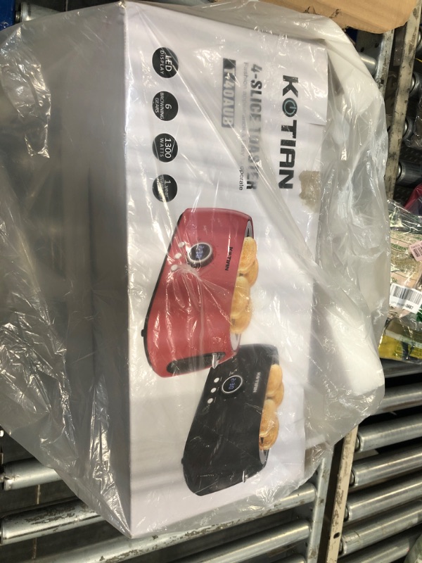 Photo 1 of Toaster 4 Slice,KOTIAN Retro Long Slot Toasters with Countdown Timer,Stainless Steel Toaster,Bagel,Defrost,Reheat,Cancel Functions,Extra Wide Slots,6 Toast Settings,Removable Crumbs Tray,Red