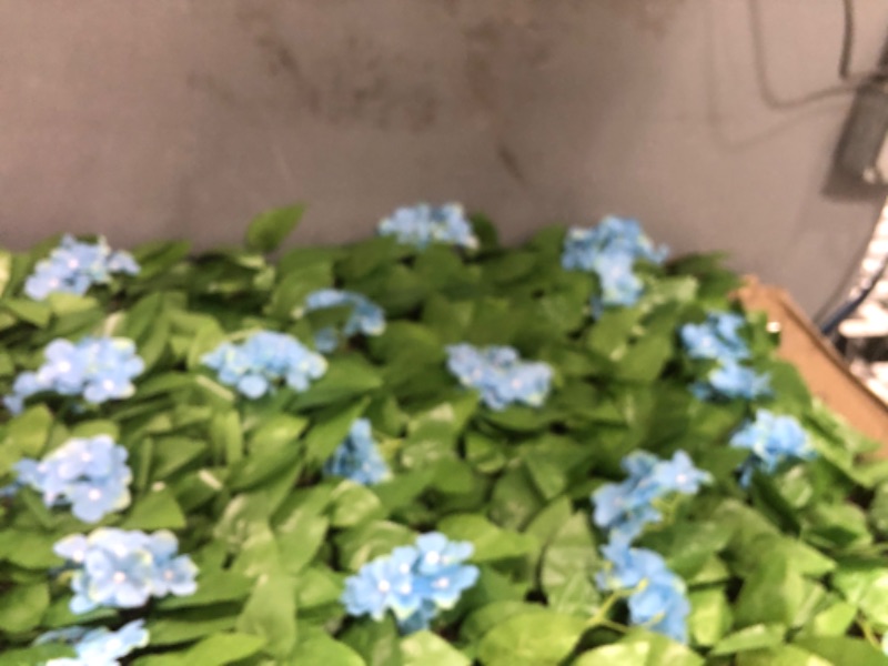 Photo 1 of 86 York Expandable Fence Privacy Screen Faux Ivy Decorative for Outdoor Garden Wall Patio Balcony, Artificial Hedge Lattice Fencing(Single Sided Leaves) (1, Hydrangea-Blue)