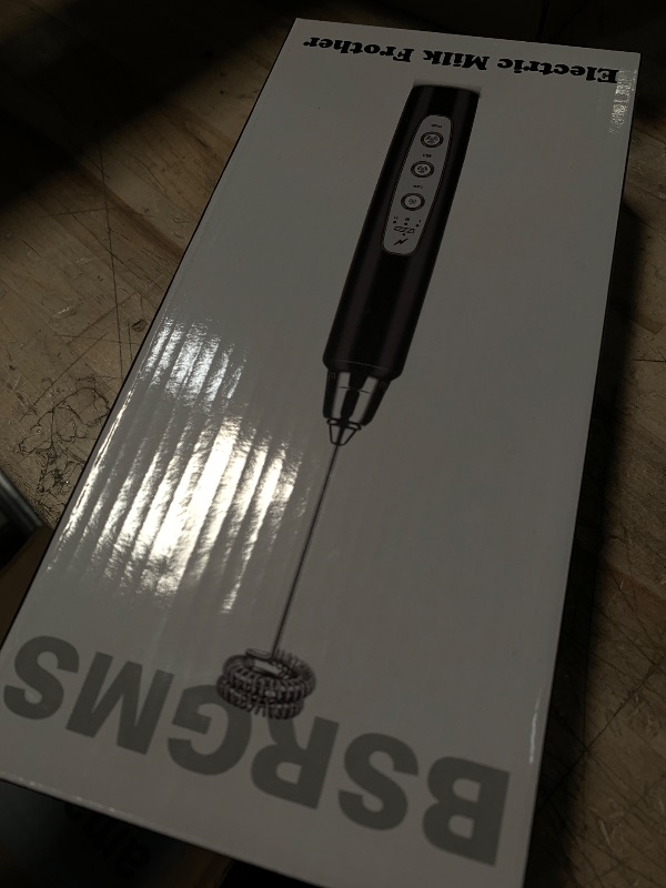 Photo 1 of BSRGMS Milk Frother Handheld for Coffee, Electric Whisk 3 Speed Adjustable, Drink Mixer with Stainless 3 Whisks, Rechargeable Hand Frother Wand, Foam Maker for Latte Cappuccino Hot Chocolate Egg Black