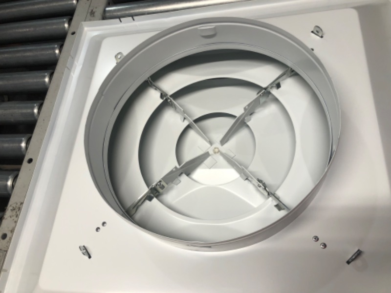 Photo 1 of ***DAMAGED - BENT - SEE PICTURES***
Fits 24x24 Steel T-Bar Drop Ceiling Grid | 2x2 Feet Lay in Steel Air Supply Diffuser with Round 12" [Neck Size] by Handua | 3 Cone | Drop Celing Vent | White | Outer Dimension: 23-3/4" x 23-3/4"
